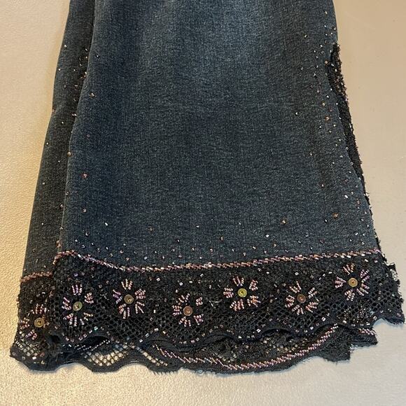 GIA Cut out Embellished Blue jeans Lace women's size 0X See Pics For Measurement - Picture 7 of 8